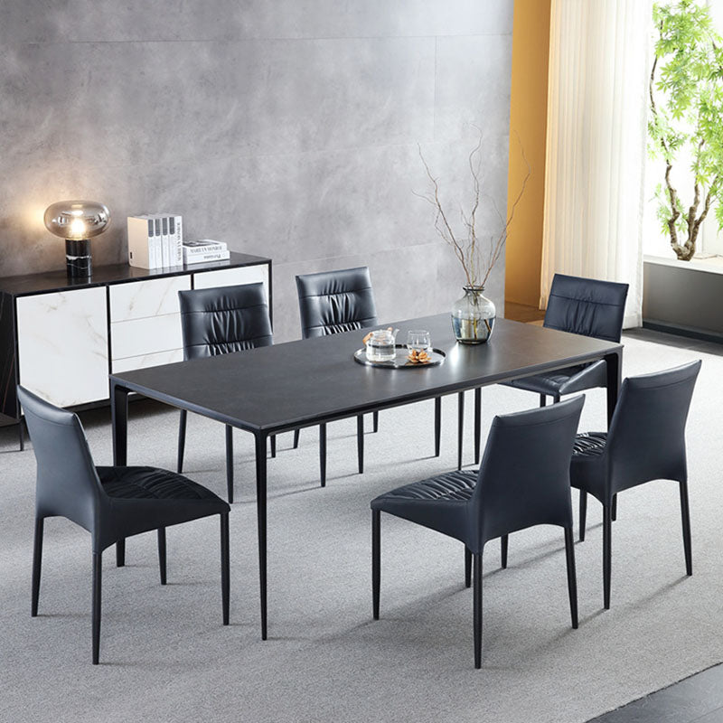 Stone Top Dining Table Modern Dining Table with 4 Metal Legs