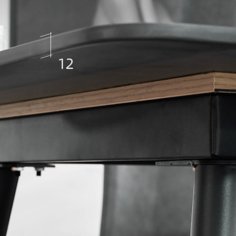 Stone Top Dining Table Industrial Rectangle Table with 4 Legs