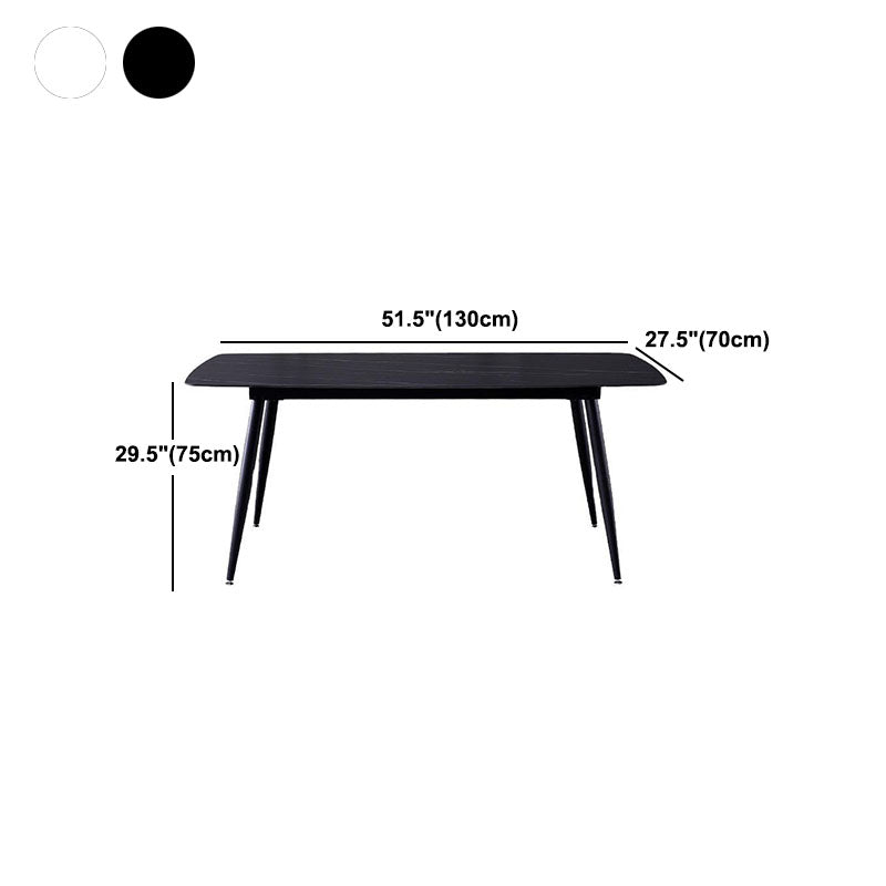 Stone Top Dining Table Industrial Rectangle Table with 4 Legs