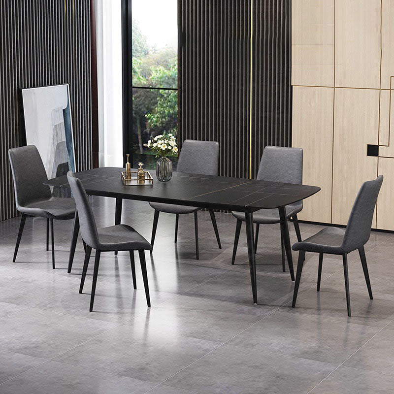 Rectangle Stone Top Dining Table Contemporary Dining Table with 4 Legs