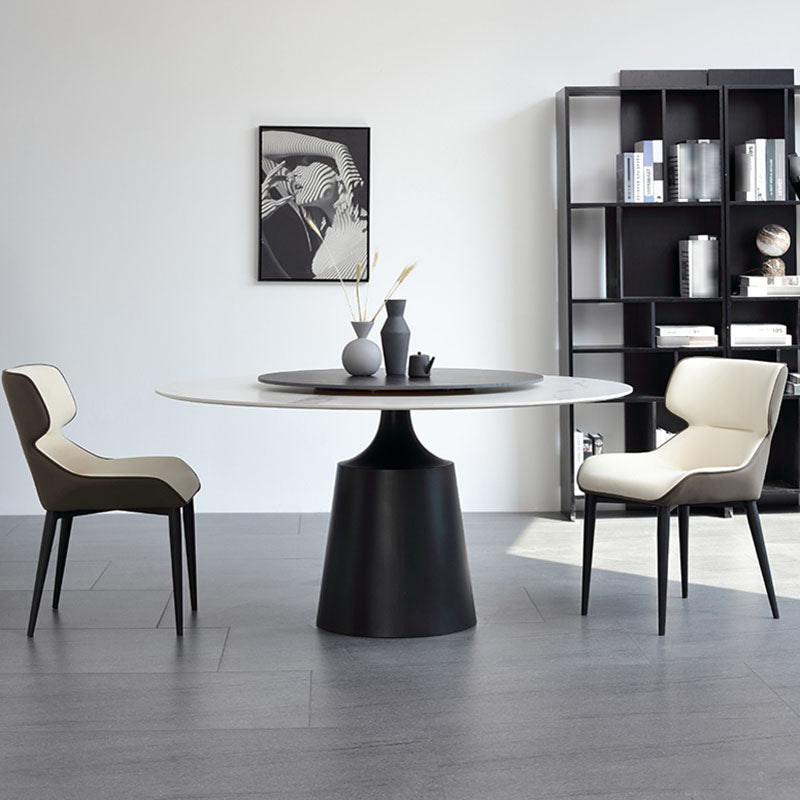 Modern Sintered Stone Dining Table Round Dining Room Table with Pedestal Base