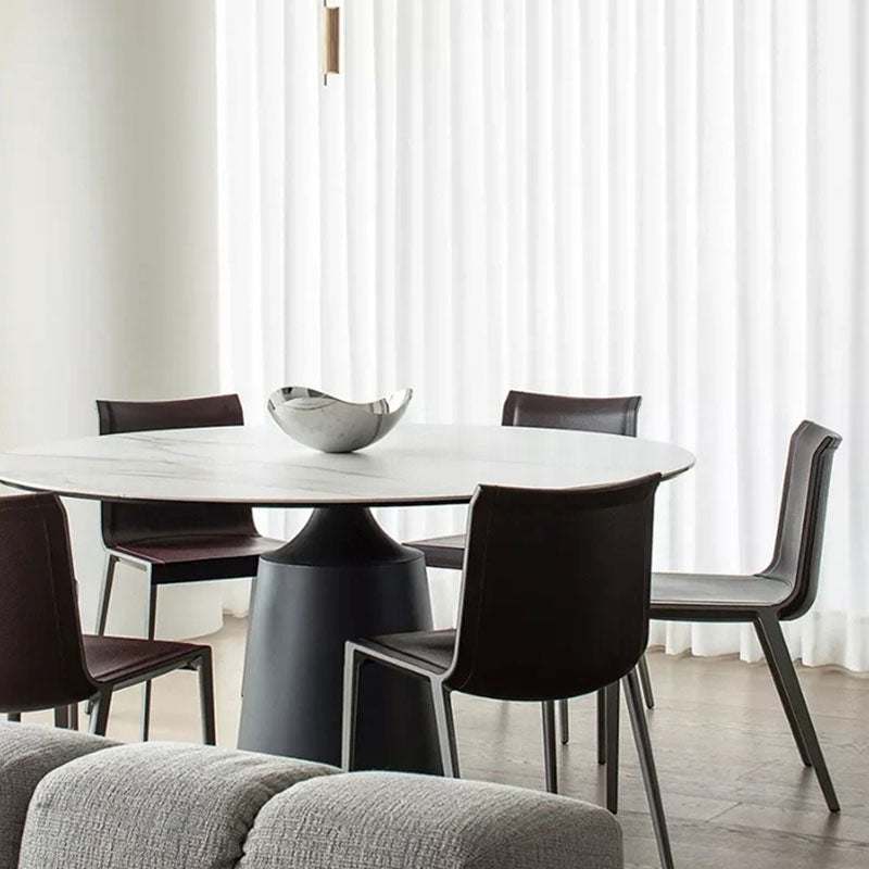 Modern Sintered Stone Dining Table Round Dining Room Table with Pedestal Base