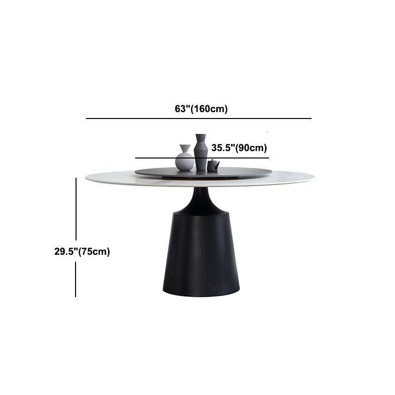 Modern Sintered Stone Dining Table Round Dining Room Table with Pedestal Base