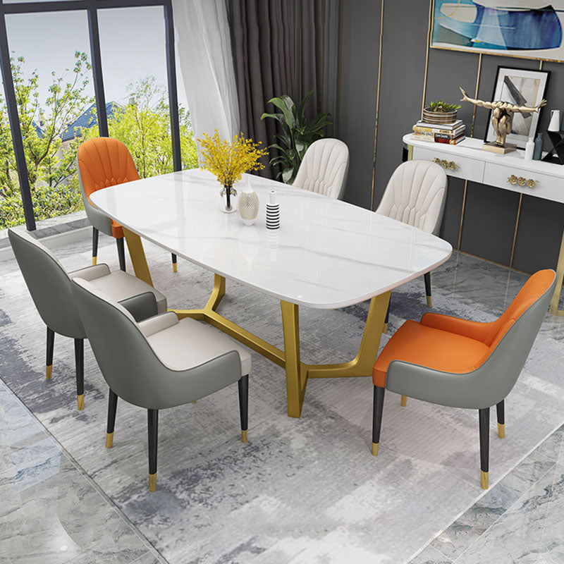 Sintered Stone Table for Restaurant Luxury Rectangle Dining Table with Trestle Base