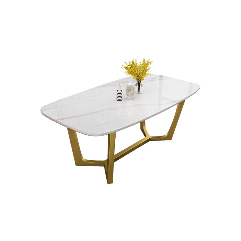 Sintered Stone Table for Restaurant Luxury Rectangle Dining Table with Trestle Base