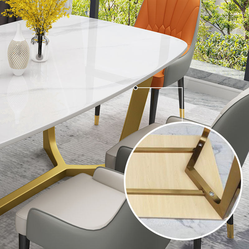 Sintered Stone Table for Restaurant Luxury Rectangle Dining Table with Trestle Base