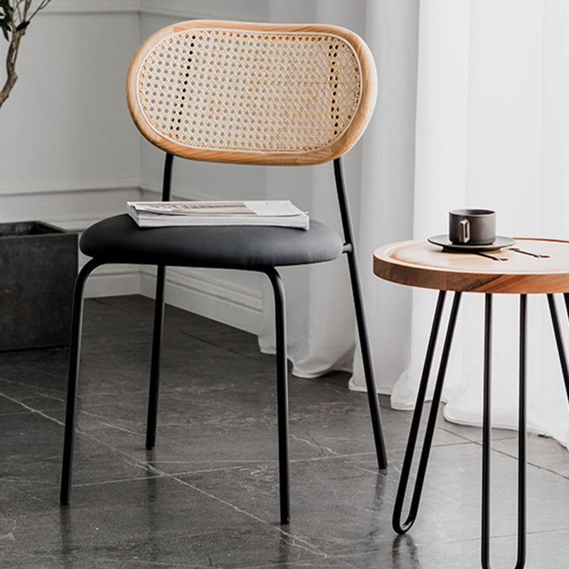 Modern Style PU Leather Chair Cane Back Armless Dining Chair