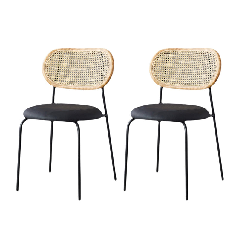 Modern Style PU Leather Chair Cane Back Armless Dining Chair