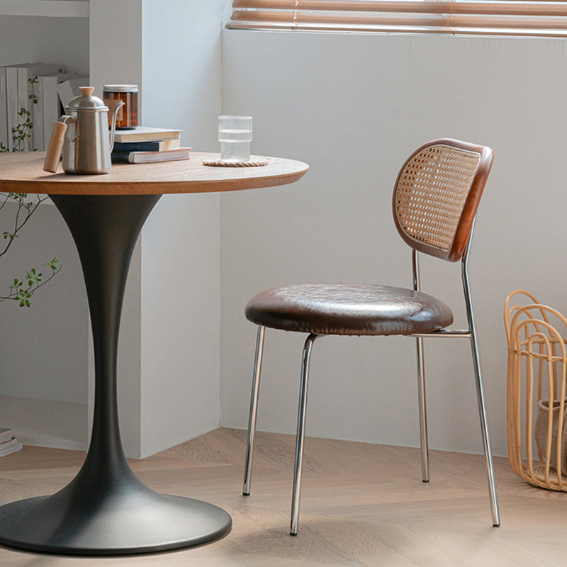 Modern Style PU Leather Chair Cane Back Armless Dining Chair