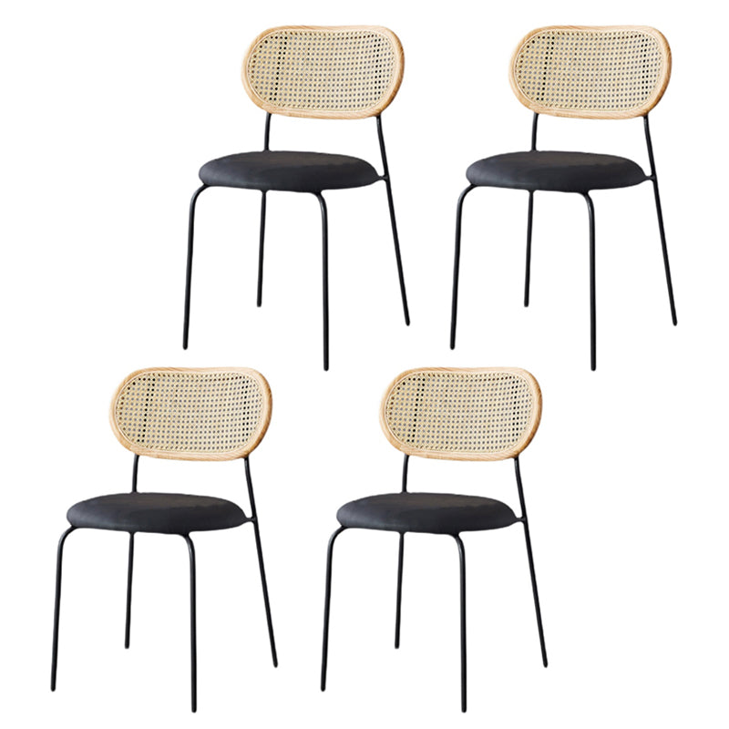 Modern Style PU Leather Chair Cane Back Armless Dining Chair