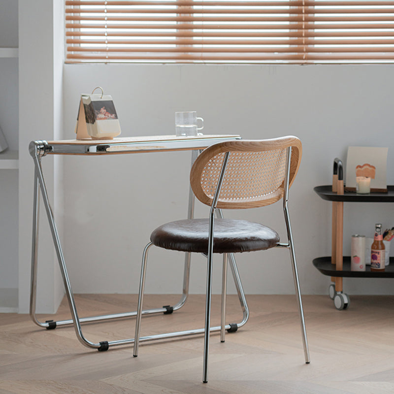 Modern Style PU Leather Chair Cane Back Armless Dining Chair