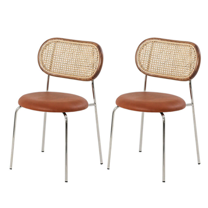 Modern Style PU Leather Chair Cane Back Armless Dining Chair
