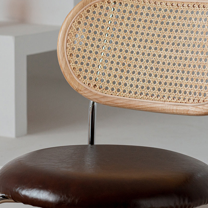 Modern Style PU Leather Chair Cane Back Armless Dining Chair