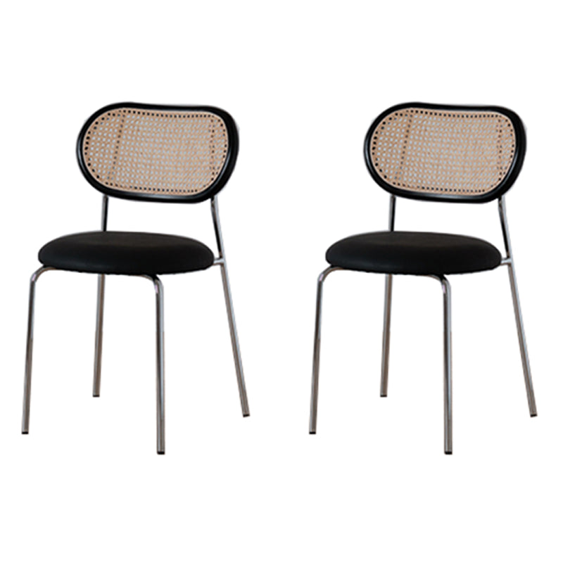 Modern Style PU Leather Chair Cane Back Armless Dining Chair