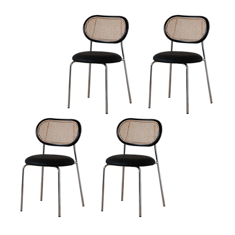 Modern Style PU Leather Chair Cane Back Armless Dining Chair