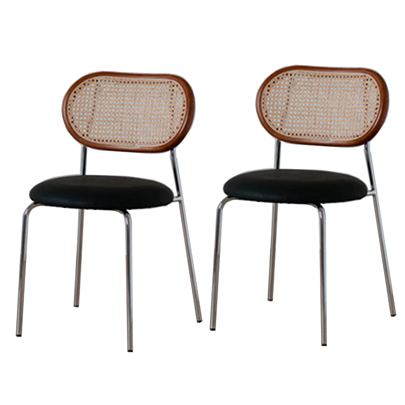 Modern Style PU Leather Chair Cane Back Armless Dining Chair
