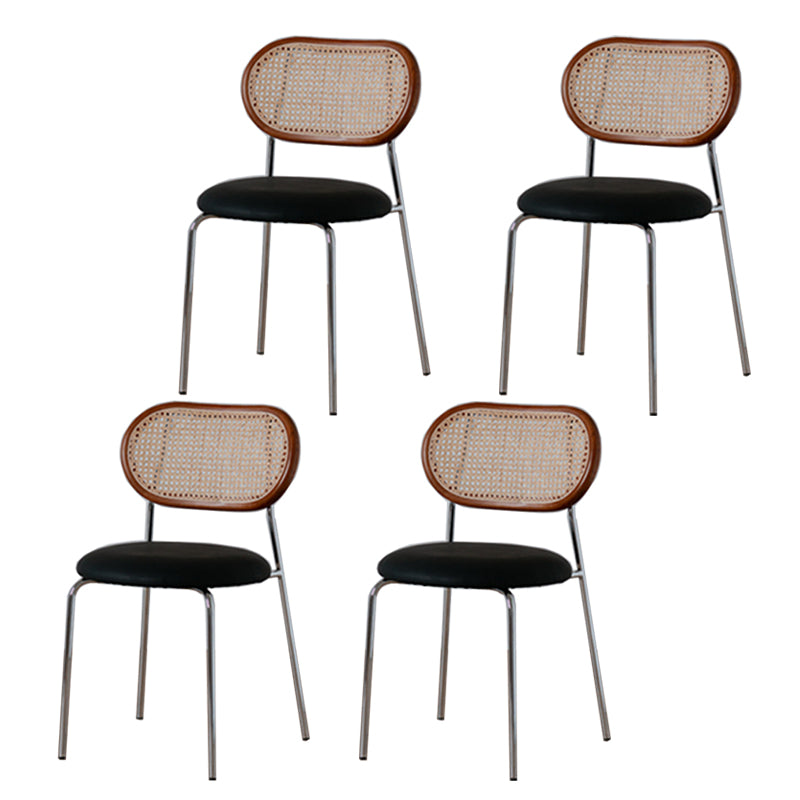 Modern Style PU Leather Chair Cane Back Armless Dining Chair