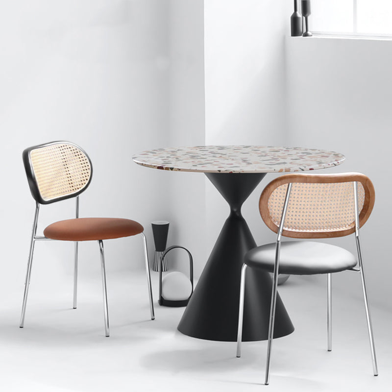 Modern Style PU Leather Chair Cane Back Armless Dining Chair