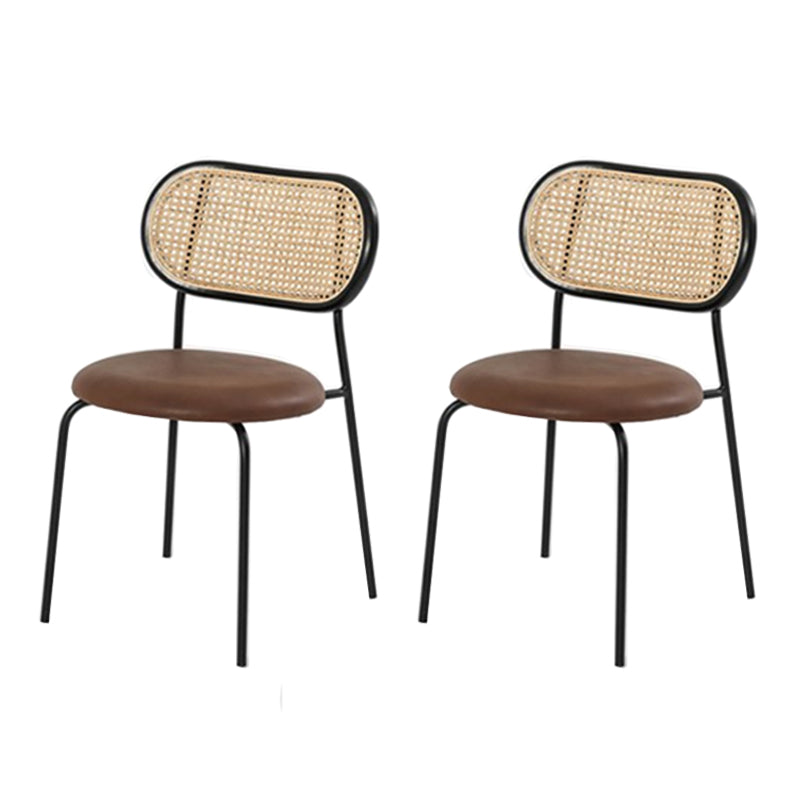 Modern Style PU Leather Chair Cane Back Armless Dining Chair