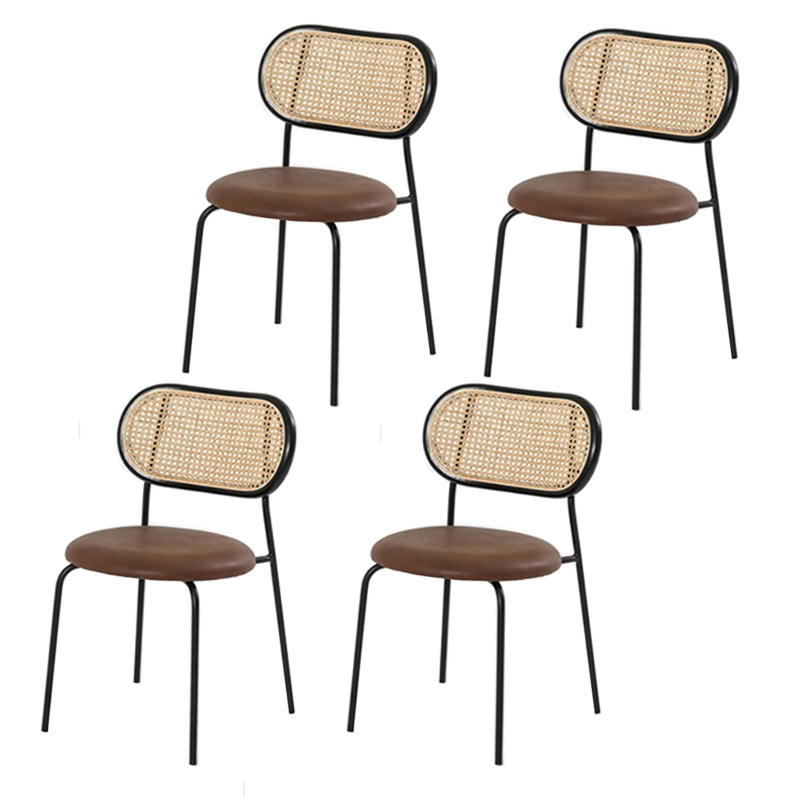 Modern Style PU Leather Chair Cane Back Armless Dining Chair