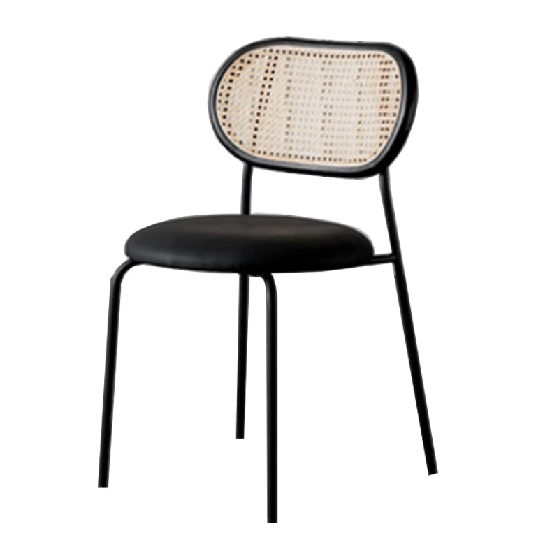 Modern Style PU Leather Chair Cane Back Armless Dining Chair