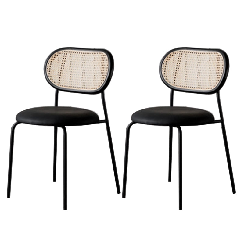Modern Style PU Leather Chair Cane Back Armless Dining Chair