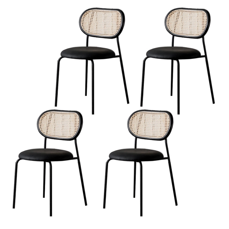 Modern Style PU Leather Chair Cane Back Armless Dining Chair