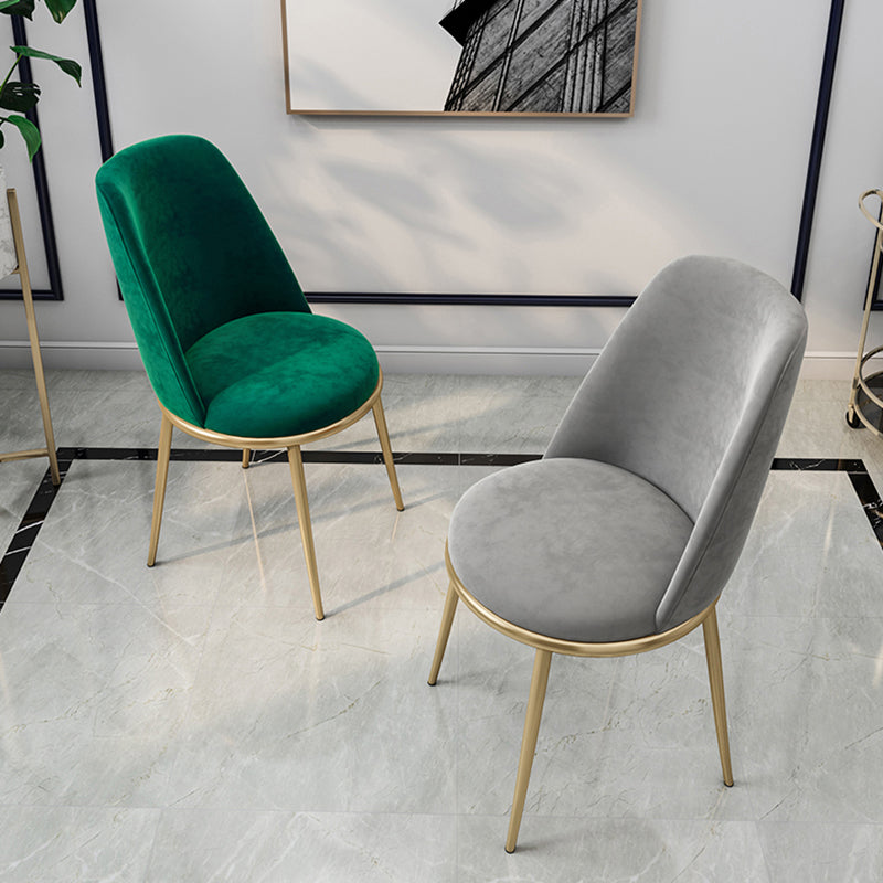 Armless Dining Chairs Glam Style Velvet Side Chairs for Dining Room
