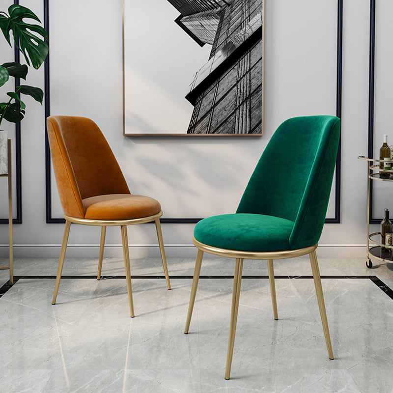 Armless Dining Chairs Glam Style Velvet Side Chairs for Dining Room