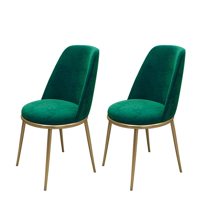 Armless Dining Chairs Glam Style Velvet Side Chairs for Dining Room