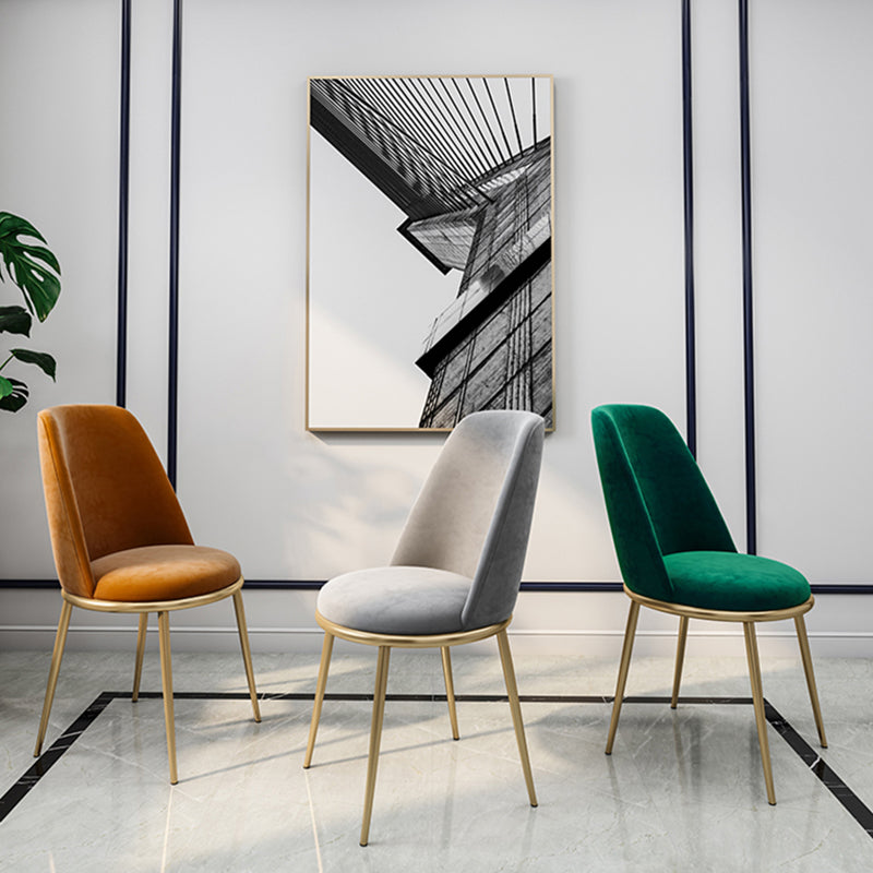 Armless Dining Chairs Glam Style Velvet Side Chairs for Dining Room