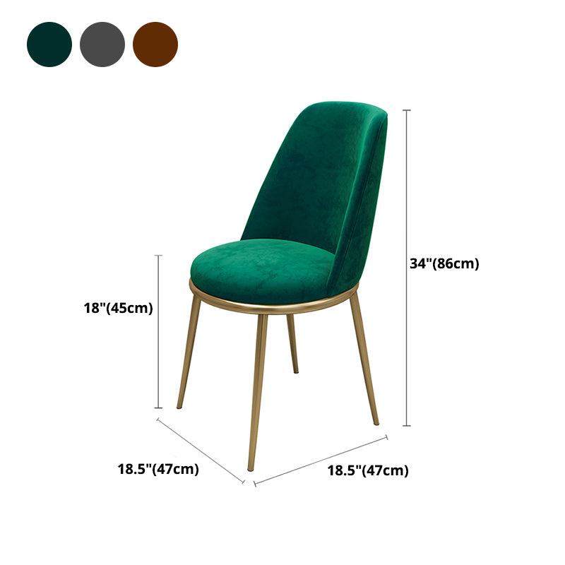 Armless Dining Chairs Glam Style Velvet Side Chairs for Dining Room