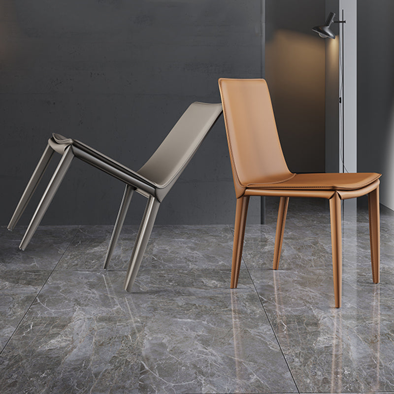Glam Dining Room Side Chairs Leather Armless Dining Chairs for Home