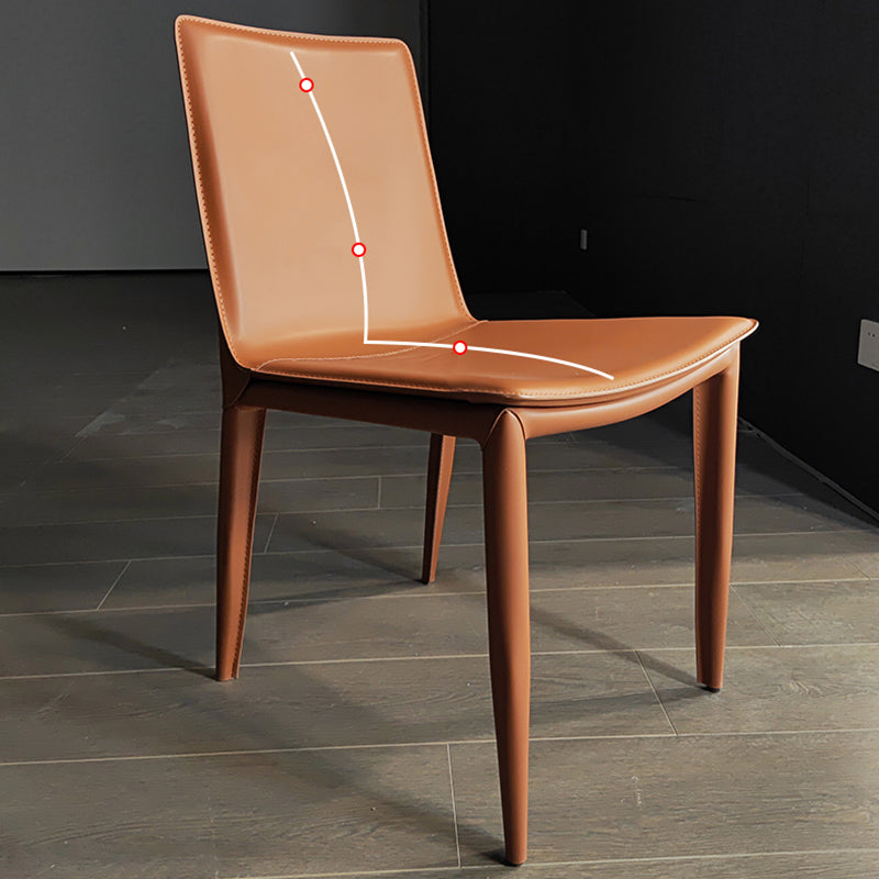 Glam Dining Room Side Chairs Leather Armless Dining Chairs for Home