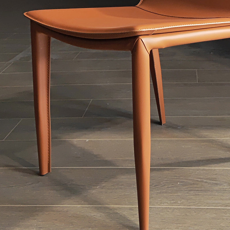 Glam Dining Room Side Chairs Leather Armless Dining Chairs for Home