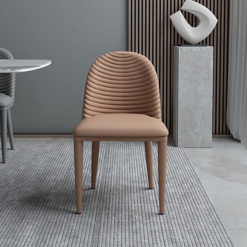 Glam Dining Room Side Chairs Faux Leather Metal Base Armless Chairs