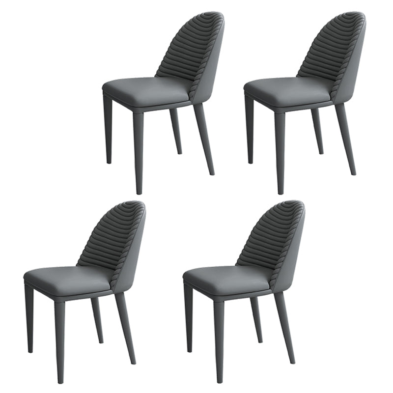 Glam Dining Room Side Chairs Faux Leather Metal Base Armless Chairs