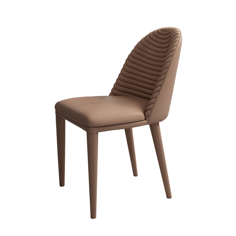 Glam Dining Room Side Chairs Faux Leather Metal Base Armless Chairs