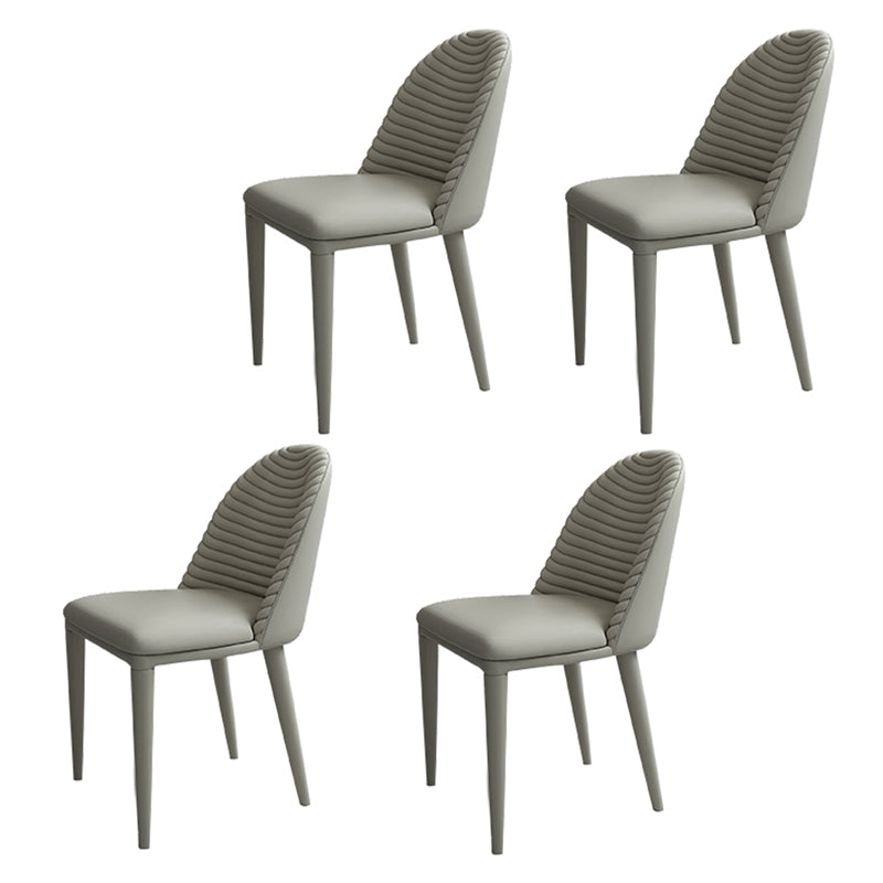Glam Dining Room Side Chairs Faux Leather Metal Base Armless Chairs
