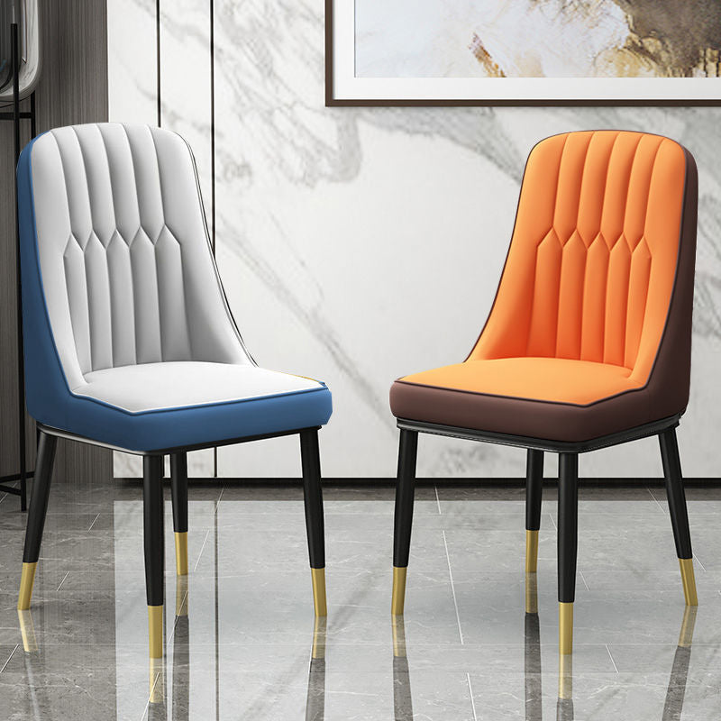 Glam Style Parsons Side Chair Faux Leather Indoor Dining Chair