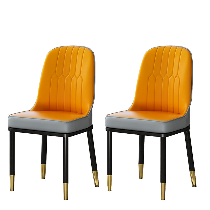 Glam Style Parsons Side Chair Faux Leather Indoor Dining Chair