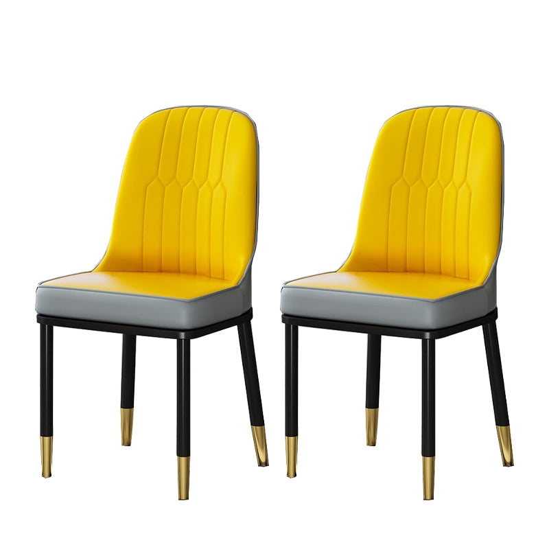 Glam Style Parsons Side Chair Faux Leather Indoor Dining Chair