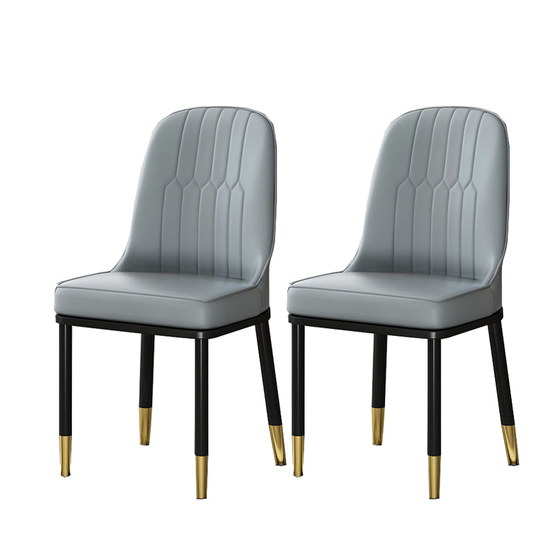 Glam Style Parsons Side Chair Faux Leather Indoor Dining Chair