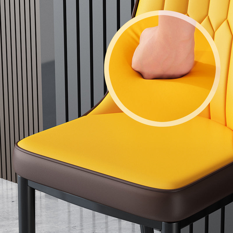 Glam Style Parsons Side Chair Faux Leather Indoor Dining Chair