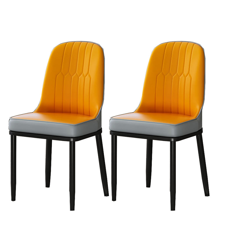 Glam Style Parsons Side Chair Faux Leather Indoor Dining Chair