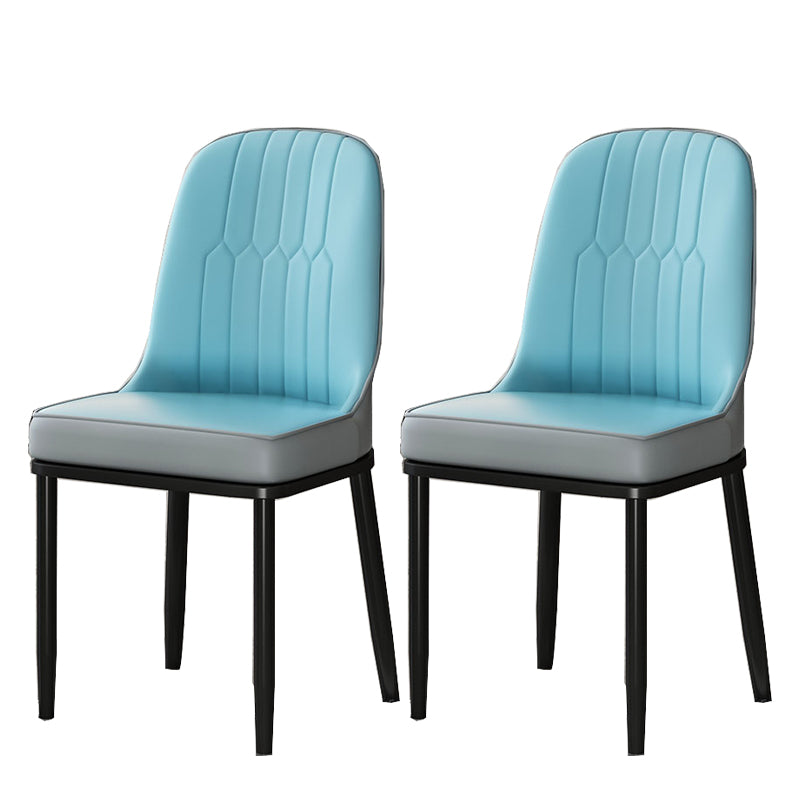 Glam Style Parsons Side Chair Faux Leather Indoor Dining Chair