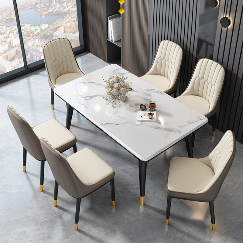 Glam Style Parsons Side Chair Faux Leather Indoor Dining Chair