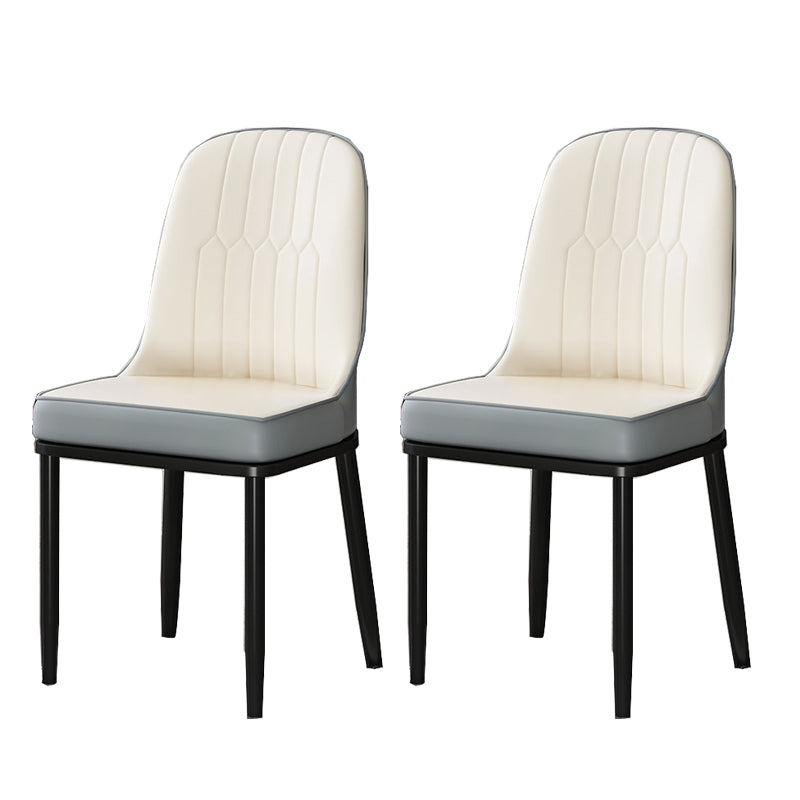 Glam Style Parsons Side Chair Faux Leather Indoor Dining Chair