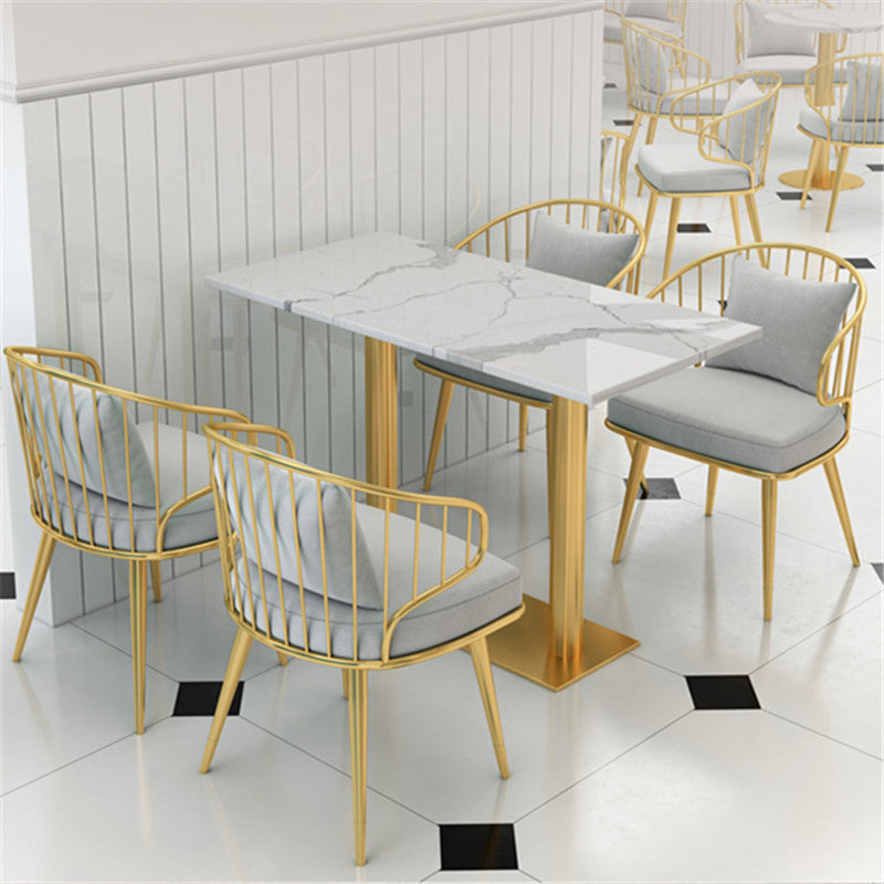 Metal Arm Chair Glam Style Windsor Back Dining Chair for Dining Room