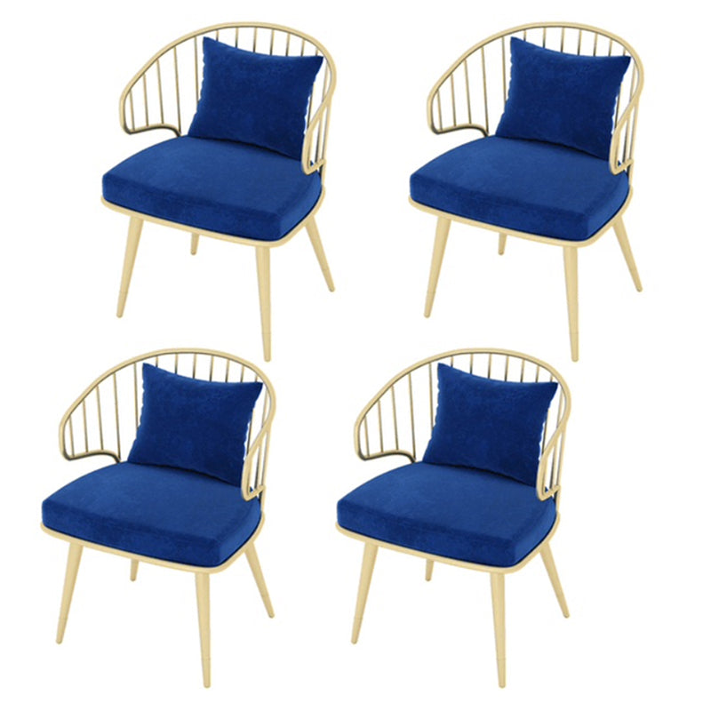 Metal Arm Chair Glam Style Windsor Back Dining Chair for Dining Room
